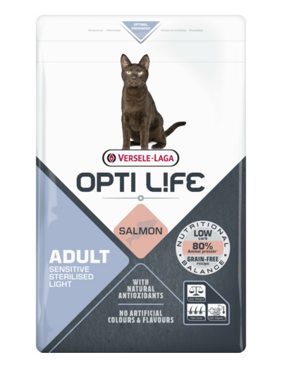OPTI LIFE pour Chat, Sensitive Sterilised light adult - 2.5KG