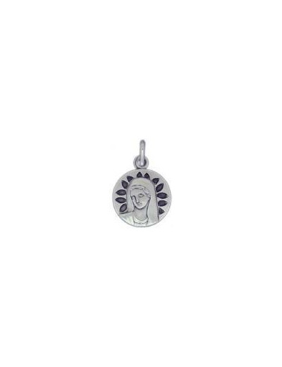 Médaille 18mm en Argent 925 - VIERGE AUX PETALES
