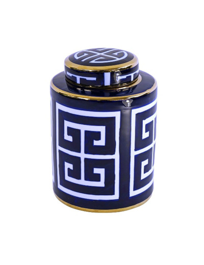 Pot à couvercle Dita bleu porcelaine 20x20x28cm