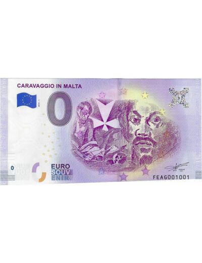 MALTE 2019-1 CARAVAGGIO IN MALTA BILLET SOUVENIR 0 EURO TOURISTIQUE NEUF