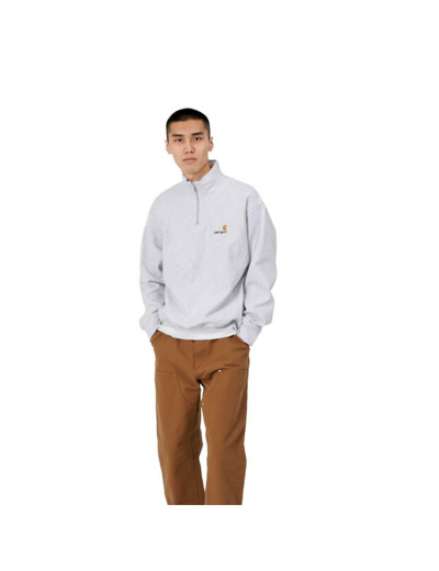 Sweat CARHARTT WIP Half Zip American Script Ash Heather