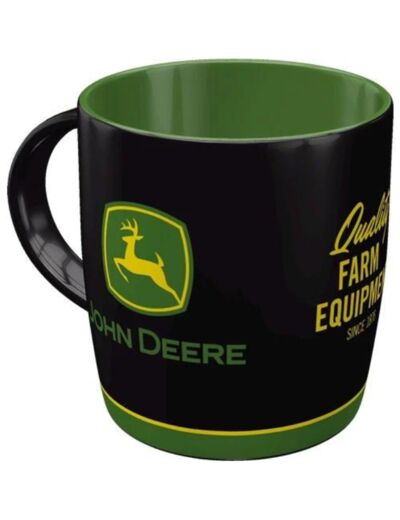 Mug rétro - John Deere - Quality Farm Equipment - Logo fond black - Design vintage, 330ml - Nostalgic-Art.