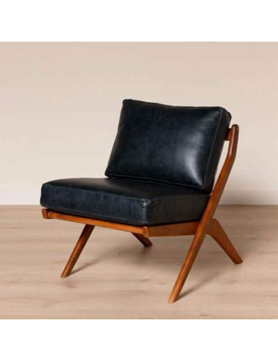 Fauteuil Cuir Noir Marnet 81x87x64cm