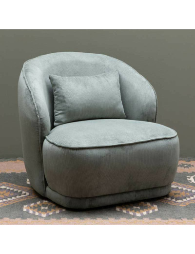 Fauteuil côtelé vert Nasrine 78x81x74cm