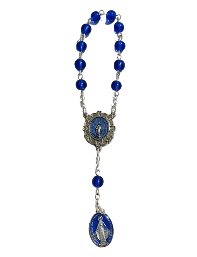 Chapelet de Voyage Perles Bleu Sur Chaîne Argentée - MIRACULEUSE