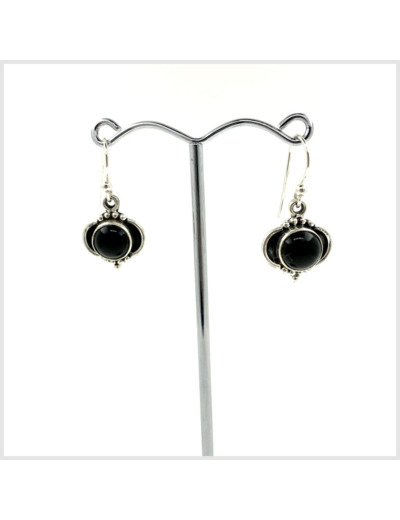 Boucles d'oreilles Onyx et Argent Massif