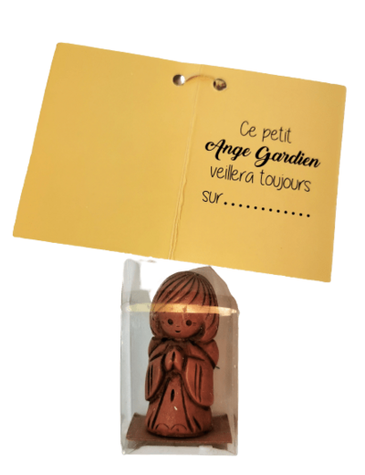 Ange Garçon en résine Ton TERRE - 4cm - En boîte transparente