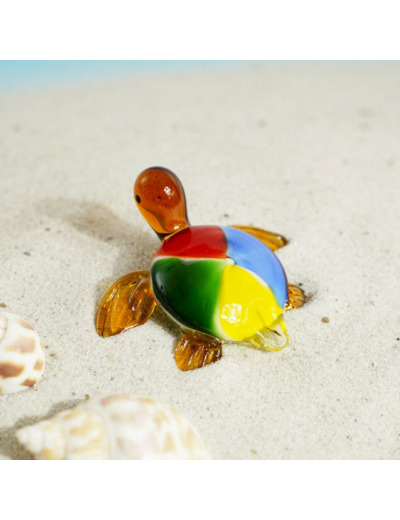 Figurine Miniature Tortue Verre Arlequin 7x6x3cm