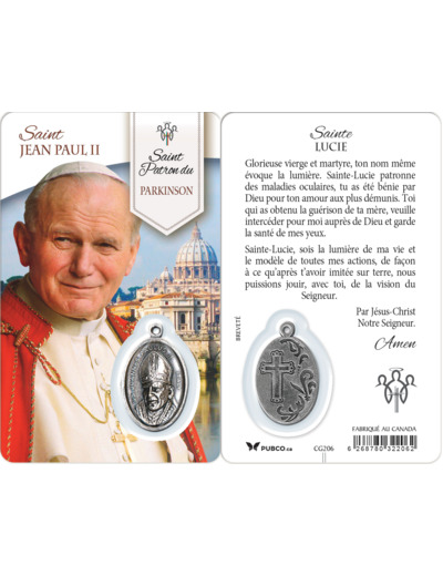 Carte-prière avec insertion ST GUÉRISSEUR - ST JEAN PAUL II