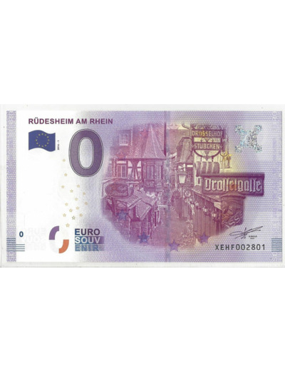 ALLEMAGNE 2016-1 RUDESHEIM AM RHEIN BILLET SOUVENIR 0 EURO TOURISTIQUE NEUF