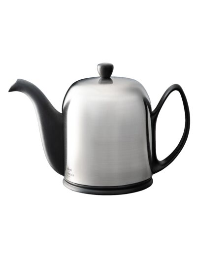 Théière SALAM 1.3 l, noire mate,  cloche inox poli miroir