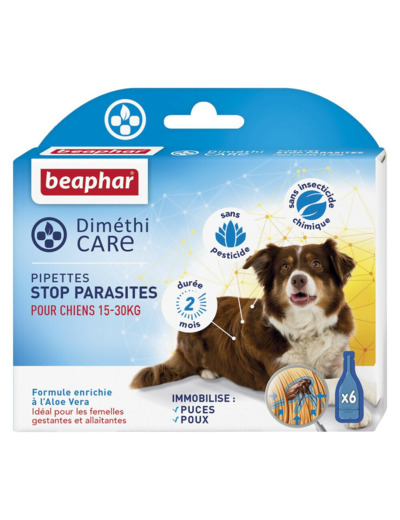 DIMETHICARE pipettes stop parasites pour Chiens (15-30kg) - 6 pipettes