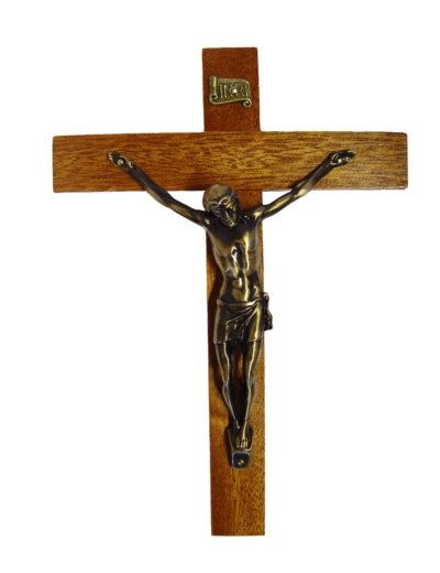 Crucifix en Bois Bubenga 30cm Avec Christ en Bronze