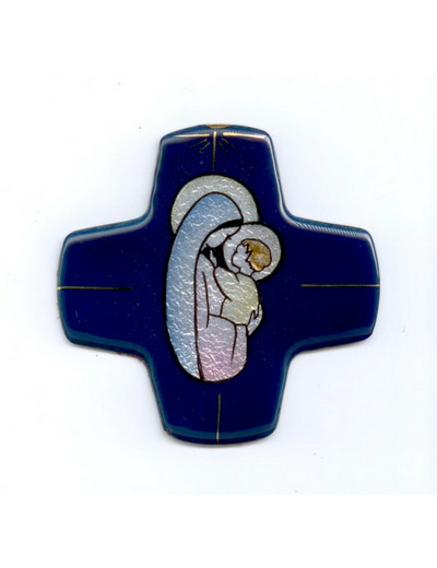 Croix VIERGE OVALE 9,7x9,7cm - EMAUX DU LIBAN