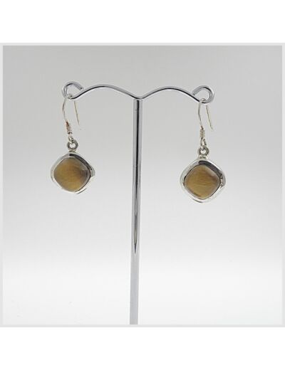 Boucles d'oreilles Oeil de tigre et Argent Massif