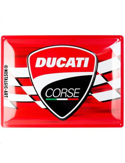 Nostalgic-Art 23372 - Plaque métal Ducati Corse - Logo Racing Flag - 30 x 40 cm