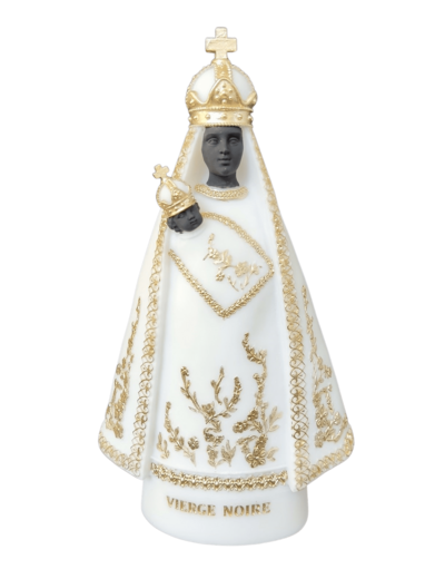 Vierge Noire- Statue en albâtre 20cm - Noire Beige et Or
