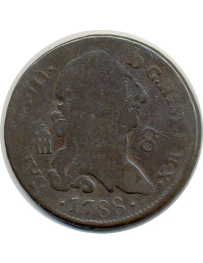 ESPAGNE 8 MARAVEDIS 1788 SEGOVIE CARLOS III TB (W408.2)