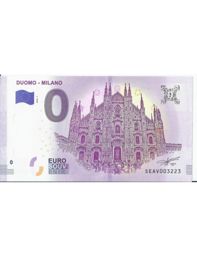 ITALIE 2018-1 DUOMO-MILANO BILLET SOUVENIR 0 EURO TOURISTIQUE NEUF