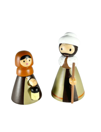 Bergers bois en bois doré et tourné 8cm