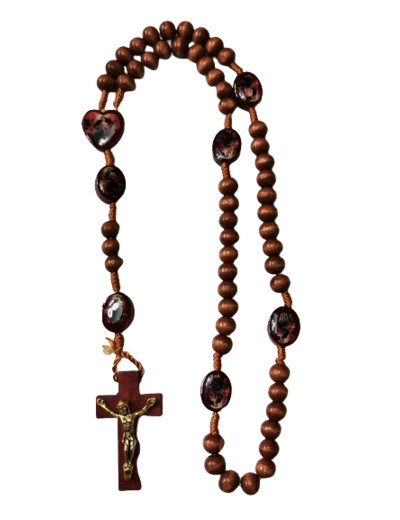 Chapelet Perles en Bois sur Corde - MARIE QUI DEFAIT LES NOEUDS
