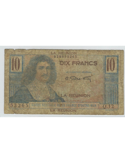 ILE DE LA REUNION 10 FRANCS ND 1947 SERIE Q.12 B+