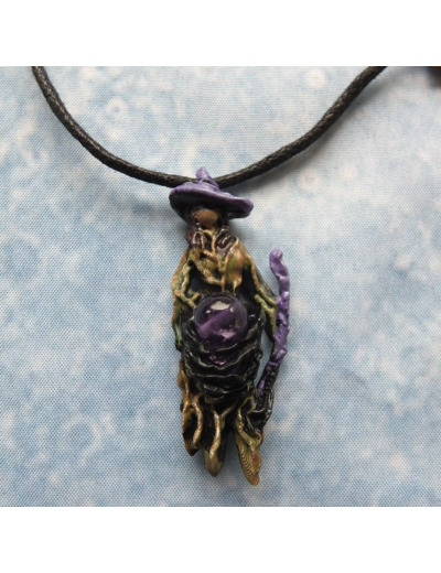 Pendentif "Cueilleur" pierre naturelle Améthyste