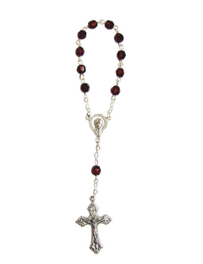 Chapelet de Voyage Perles en Verre Sur Chaine Argentée - GRENAT