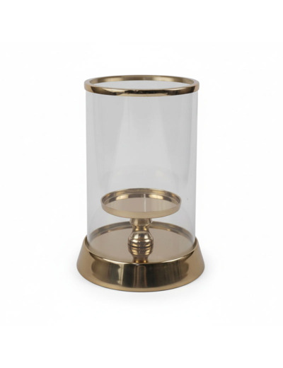 Photophore doré aluminium 24x24x35cm