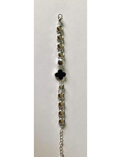 Bracelet en métal argenté - croix noire