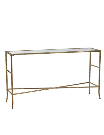 Console métal or plateau verre 76x34x144cm