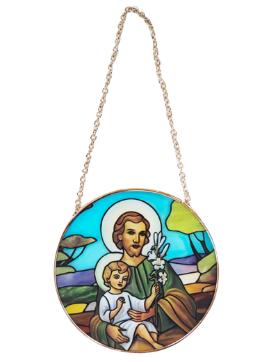Vitrail Mural en verre D114mm, avec ventouse - ST JOSEPH