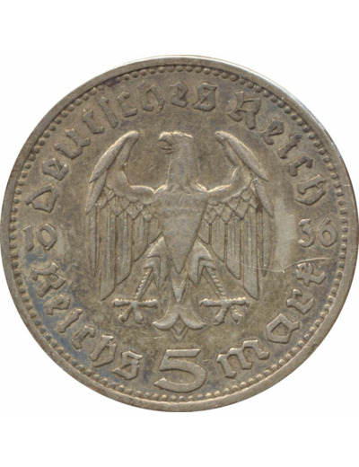 ALLEMAGNE 5 REICHSMARK 1936 A TTB