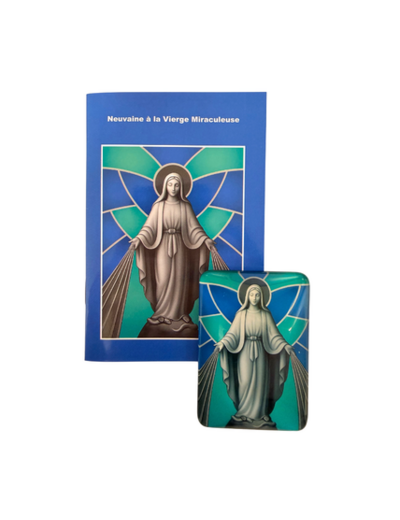 Magnet en Verre 48x68mm + Livret Neuvaine - Vierge Miraculeuse