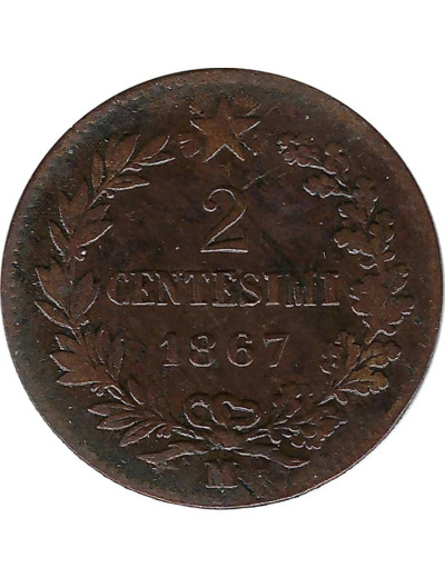 ITALIE 2 CENTESIMI 1867 M TB+ N1