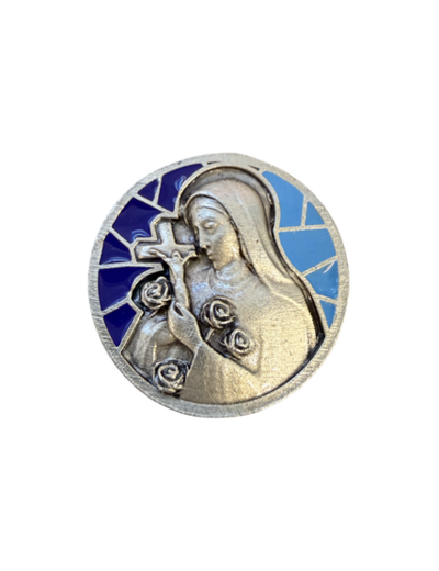 Magnet en métal relief 30mm - Bicolore - Sainte Thérèse
