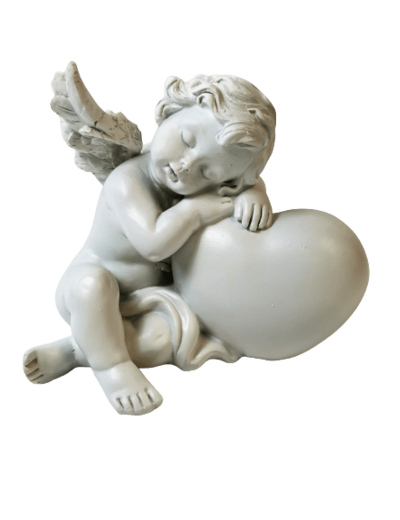 Statue en Résine 9cm - ANGE ENDORMI SUR COEUR