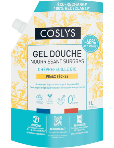 GEL DOUCHE CHEVREFEUILLE RECHARGE 1L Coslys