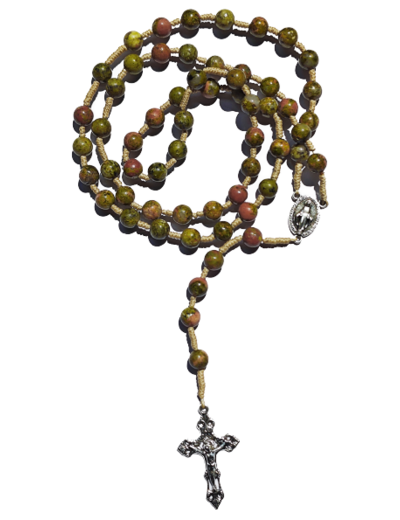 Chapelet sur Corde 8mm en pierre véritable- Unakite