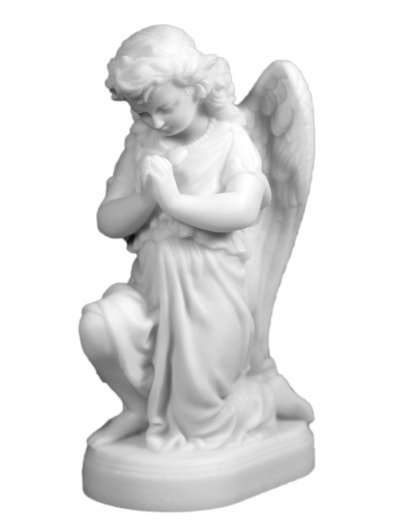 Ange en prière- Statue en albâtre 15cm - Blanc