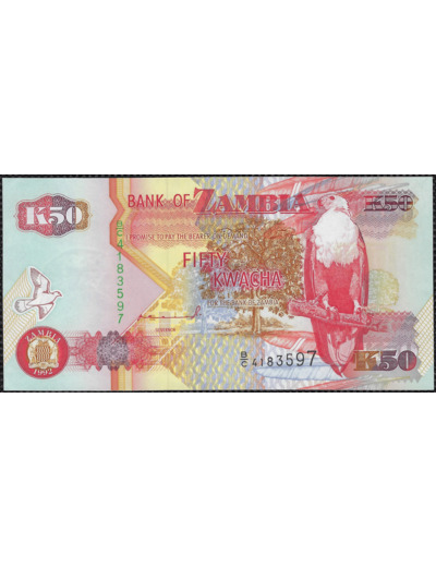 ZAMBIE 50 KWACHA 1992 SERIE BC NEUF W37a