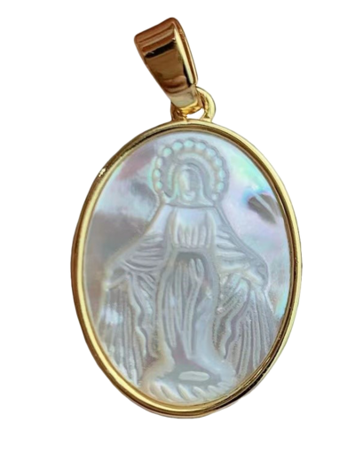 Pendentif en Nacre 16x22mm - VIERGE MIRACULEUSE
