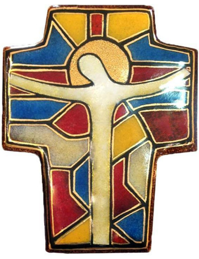 Croix du Fils vitrail transparent 10,6X8,5cm - EMAUX DU LIBAN