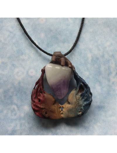 Pendentif "Amour volé" pierre naturelle Améthyste zonée