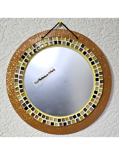 MON BEAU MIROIR – Bois, mosaïque & peinture (Ø 30 cm)