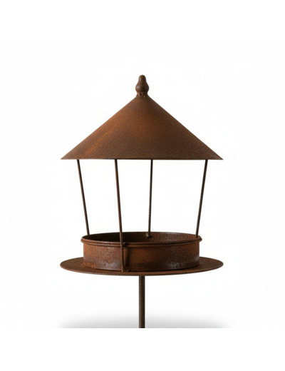 Mangeoire oiseaux à planter fer rouille 24x155cm