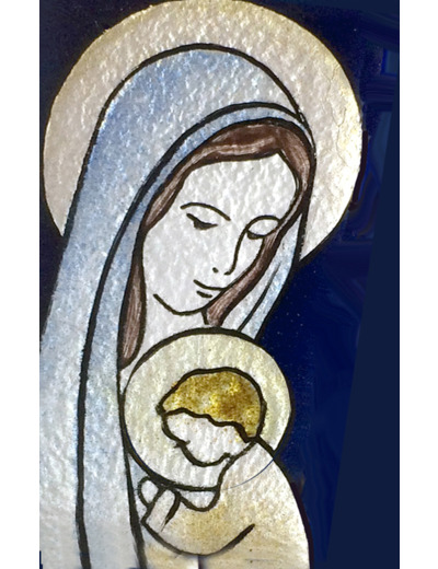 Mère et Fils bleu 7X4cm - EMAUX DU LIBAN