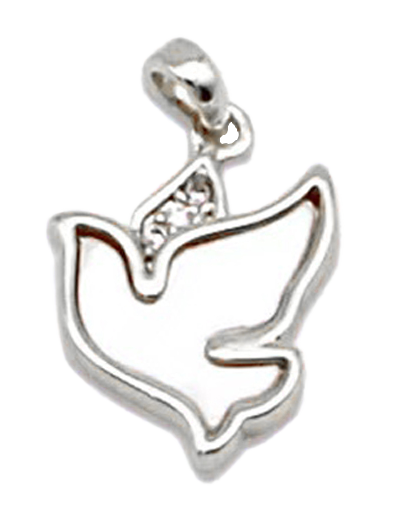 Pendentif en Nacre 10x14mm - COLOMBE ARGENTÉE