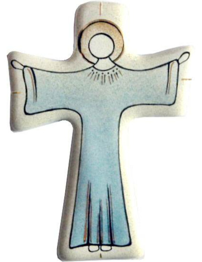 Croix simple bleu/blanc 10,9X7,6cm - EMAUX DU LIBAN