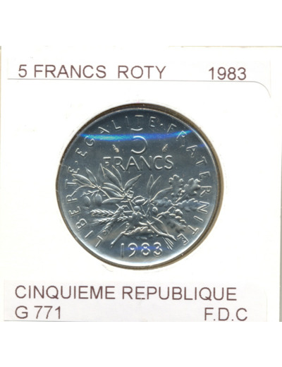 FRANCE 5 FRANCS ROTY 1983 FDC